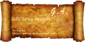Gábris Anikó névjegykártya