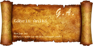 Gábris Anikó névjegykártya
